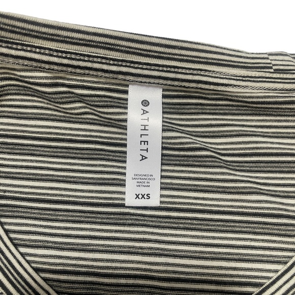 Athleta XXS Long Sleeve Stripped Jersey Black‎ Off White - Picture 2 of 6